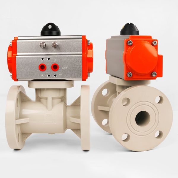 Flange Type PPH Pneumatic Ball Valve Anti-Corrosion Plastic Automatic Shut Off Valve for Chemical Sewage Pipeline