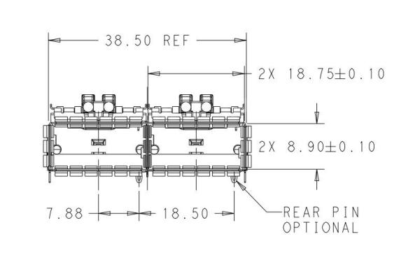 TE 2170808-6 QSFP28 Cage 1 x 2 Port With Heat Sink Included Lightpipe