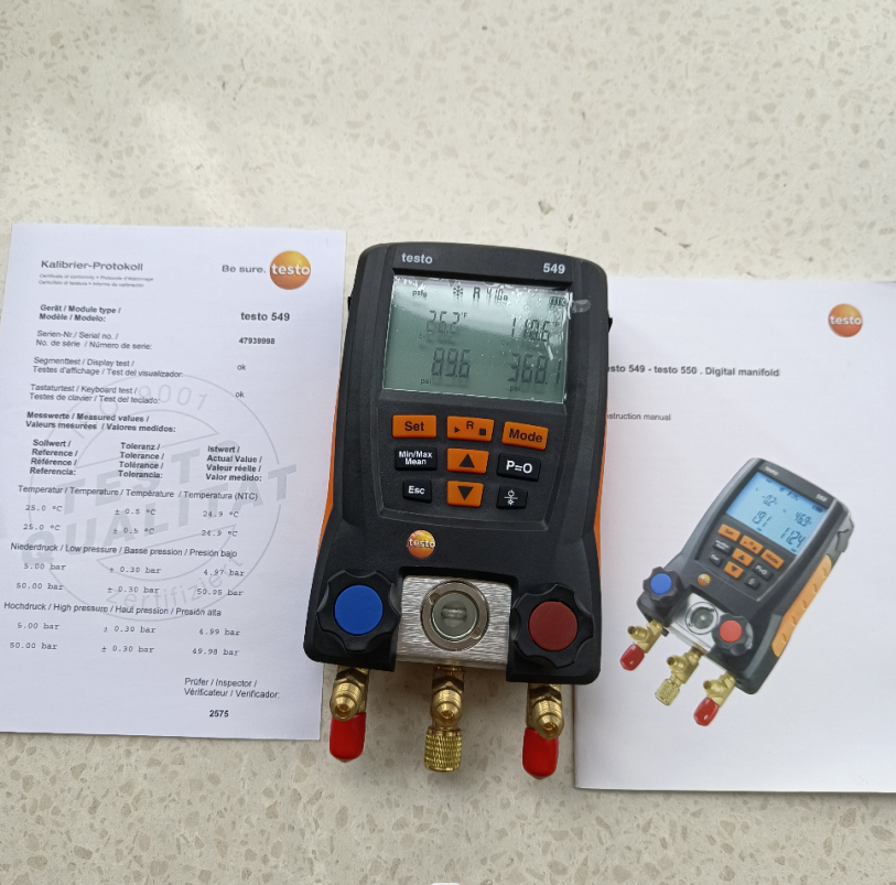 Testo 549 Цифровой 2-ходовой манометрический коллектор начального уровня Холодильный манометрический коллектор от -50 до +150 °C