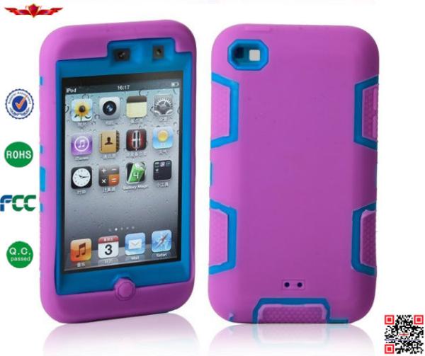 Hot Selling 100% Quality Guaranteed 3 in 1 Hybrid Silicone+PC Cover Cases For Ipod Touch 4