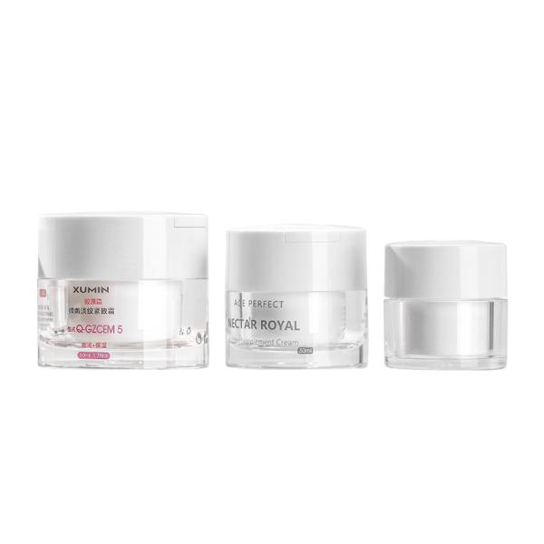 New cosmetic packaging 15g/30g/50g white-cap with measuring spoon facial cream bottle - travel-sized dispensing jar