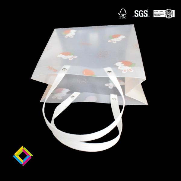 Sacos de PP congelados foscos manuseio espesso translúcido de PP plástico transparente presente embalagem impermeável bolso de compras portátil