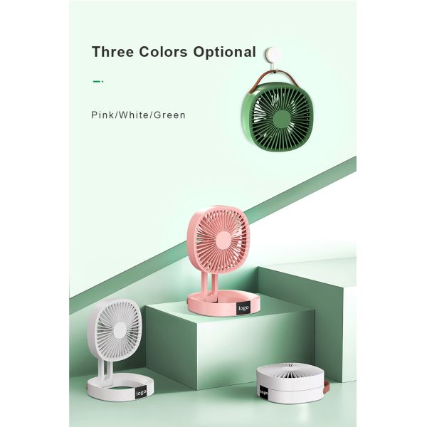 Rechargeable 2000mAh Battery Portable Desk Fan With Hook High Speed Humidify Function