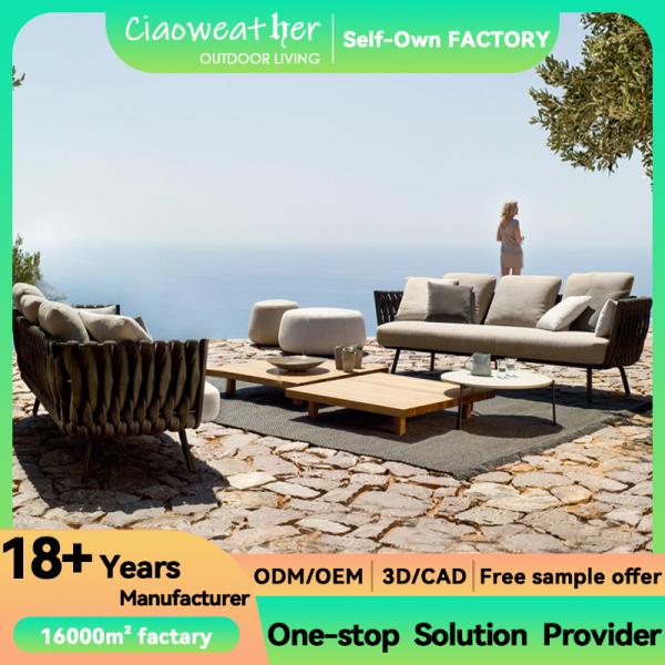 Customized Professional Modern Hotel Outdoor Fabric Aluminum Frame 2 Sets Lounge Sets Outside Sofa Set for Outdoor Living