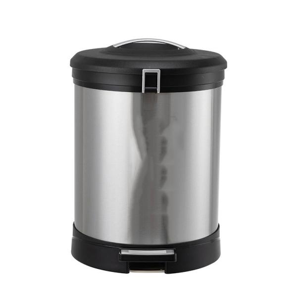 Stainless Steel Kitchen Compressible Trash Can Household Living Room Pedal Toilet Deodorant Slow Drop Foot on Trash Basket
