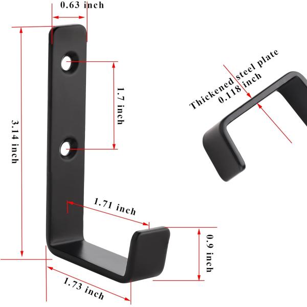 Rohs Сертифицированные крючки для полотенцев Тяжелые черные крючки для стен 0.51 * 0.51 * 3.7 дюймов