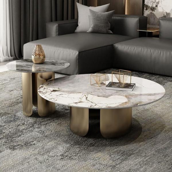 Modern Stainless Steel Living Room Combination Round Coffee Table