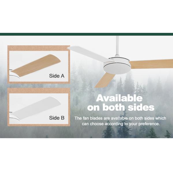 Ventilador de teto com motor reversível com controle remoto e lâminas brancas de MDF