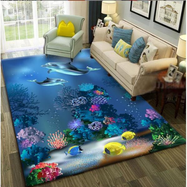 3D Printing Sea World Blending Crystal Velvet Living Room Floor Carpets 120*160cm