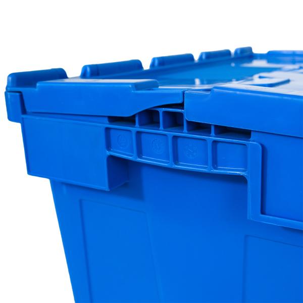 Logistics Container with Hinged Lid Sturdy and Food Grade Plastic Material