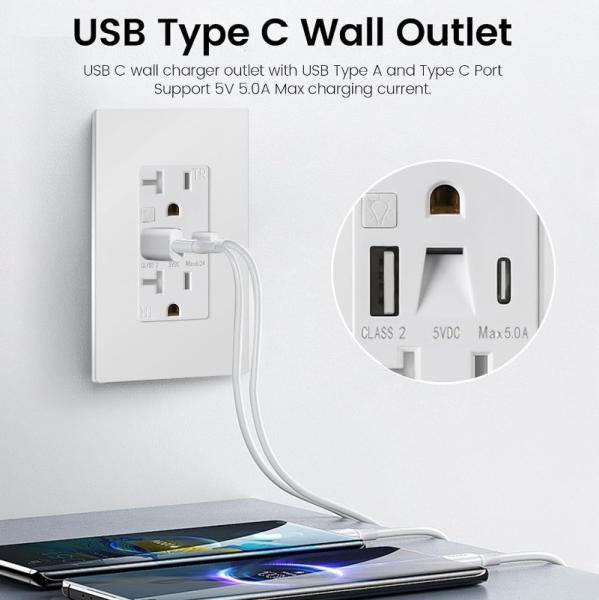 20A QC/PD20W USB Outlet With 0.2W Power Night Light