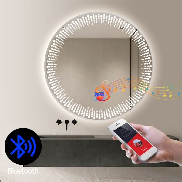 Commercial Round LED Backlit Mirror Customized Irregular Hotel Vanity Mirror