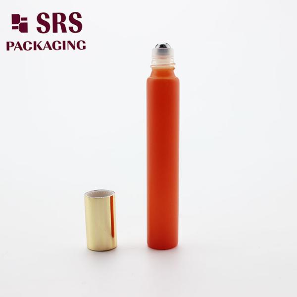 SRS cosmetic 10ml orange color glass perfume roller ball bottle for oil