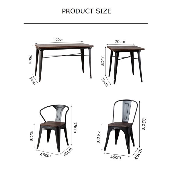Restaurant Furniture Fast Food Coffee Loft Iron Wooden Dining Table for Restaurant Furniture Sets