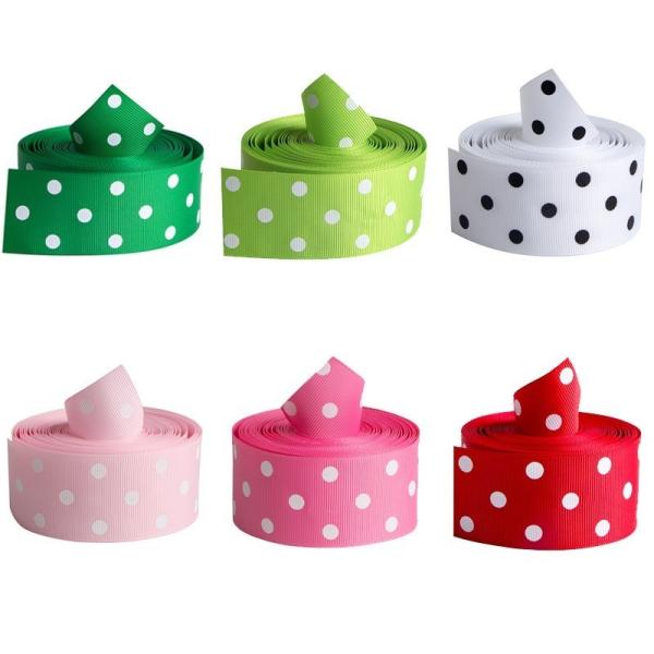 16mm White Polka Dot Printed Grosgrain Ribbon for in Double Face Style