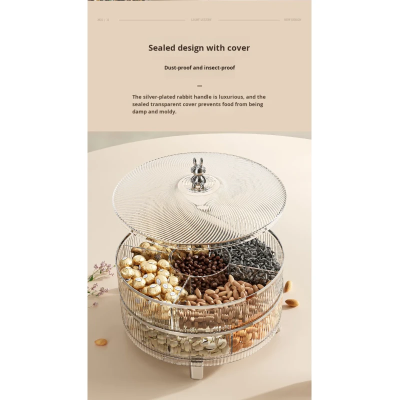 Light Luxury Multi-Layer Stackable Storage Box Household Living Room Coffee Table Nut Tray Dried Fruit Storage Box for Food