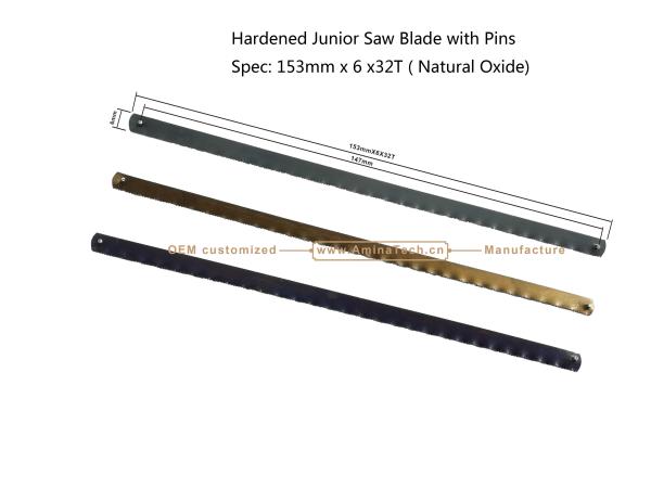 Hardened Junior Saw Blade with Pins Spec: 153mmx6x32T ( Natural Oxide) Cutting wood,Plastic,Low-hardness metal
