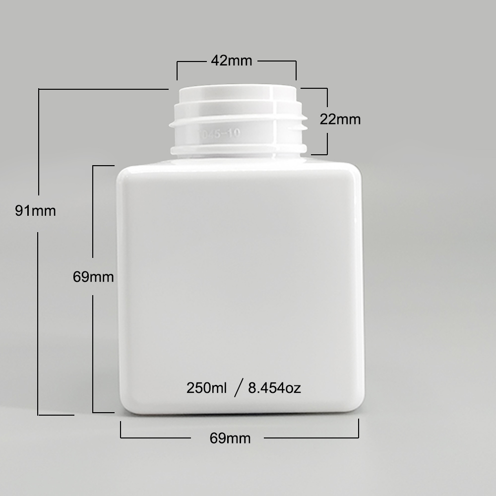 Бутылка насоса пены 8.45oz белого квадрата 42mm