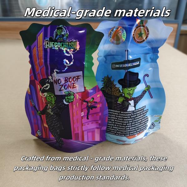 Child Resistant Stand-up Pouches Unique Contour Design Medical-Grade Recyclable Materials.