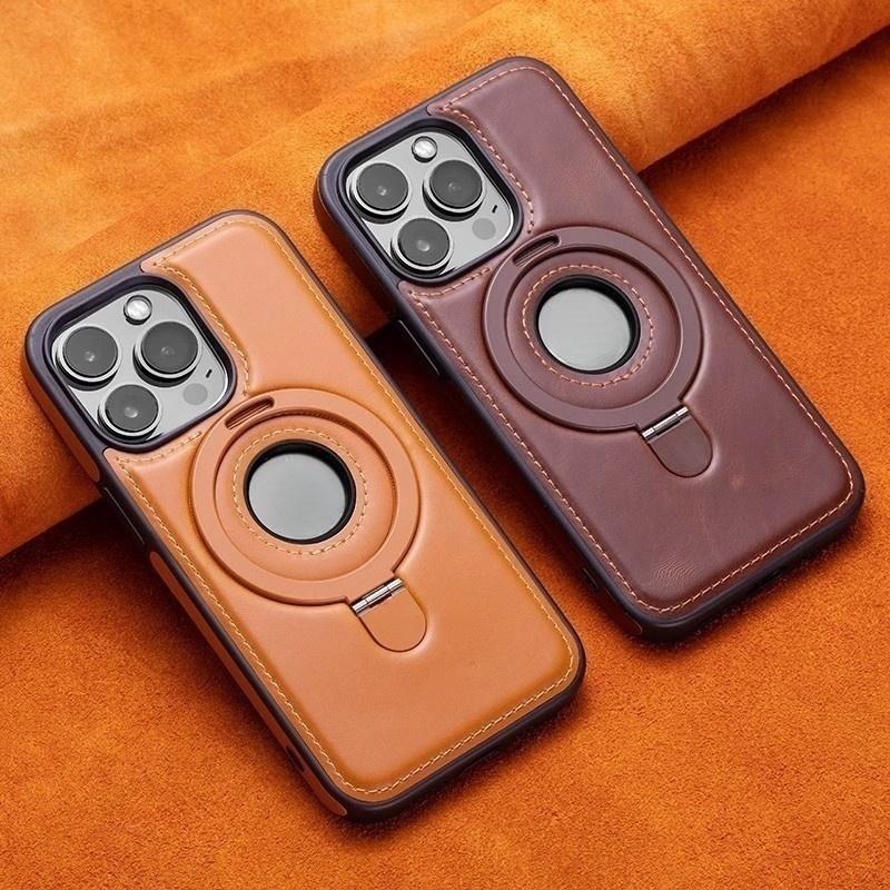 PU Leather Case with Holder Luxury Business Stand Cell Phone Protective Cover for iphone 16 15 14 13 Pro Max