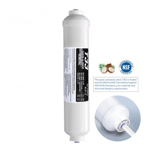 Built In 1/4 Quick Connect T33 Post Activated Carbon Water Filter Remove Taste Odor