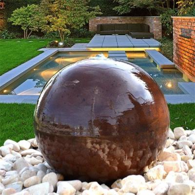 A bola de aço da fonte do jardim da característica da água da esfera de Fuxin Corten deu forma