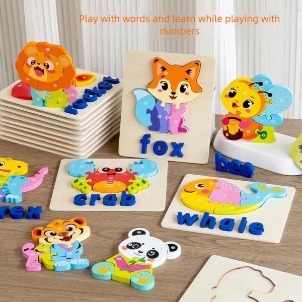 2025 Early Educational 3d Animal Traffic Jigsaw Game Children Cognitive Wooden Matching Puzzles Board Toys for Kids Boys Girls