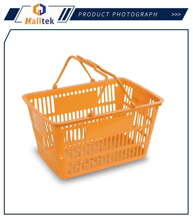 OEM HDPP Пластиковая продуктовая корзина с двумя ручками
