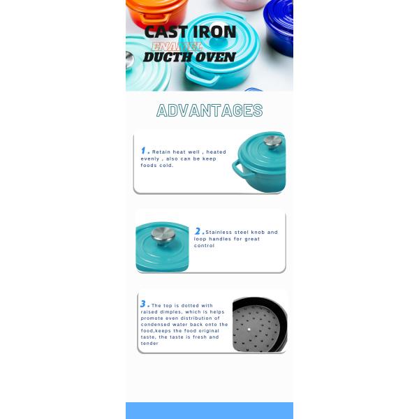 style classique de four néerlandais d'Oven Enamel Covered Round Dutch de fonte de 20cm