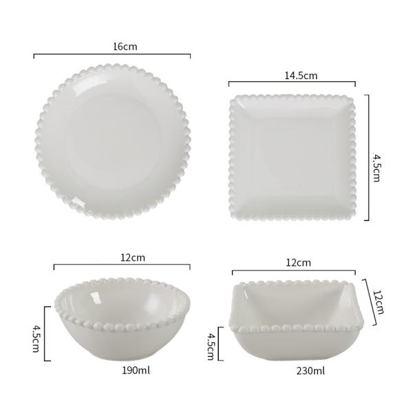 Household Nordic Pearl Edge Ceramic Western Food Plate