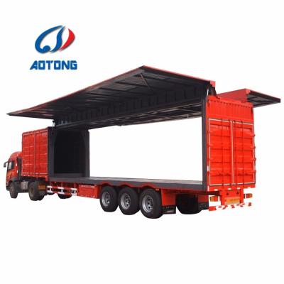 Juyuan Trailer 3 Axles Swing Open Type Cargo Box Van Semi Trailer Wing Dry Van Type