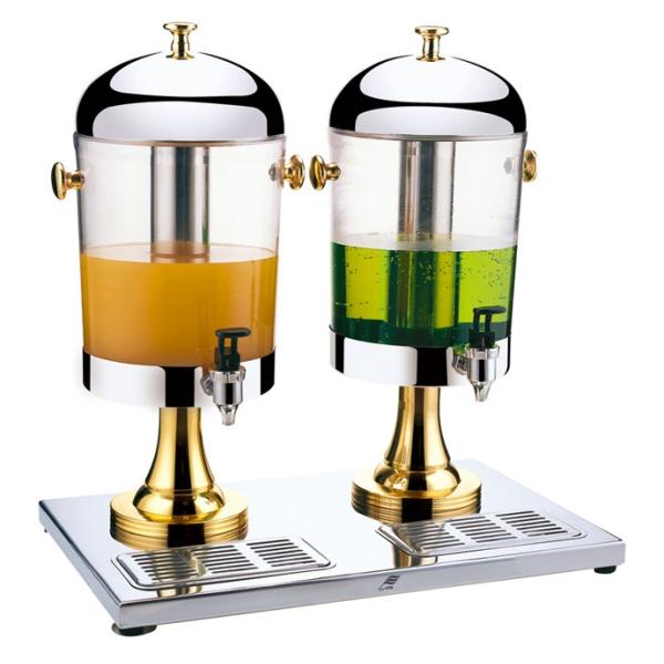 Chrome or gold plating stainless steel juice dispenser for Double tank