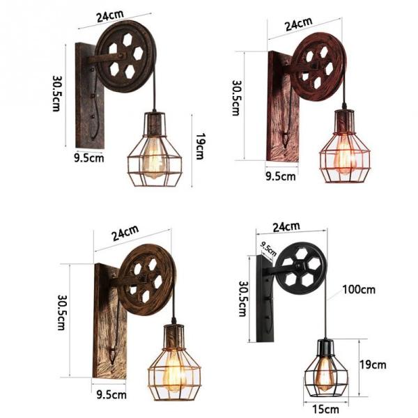 Corridor Living Room E27 Restaurant Rustic Iron Loft Cafe Pulley wall lamp (WH-VR-08）