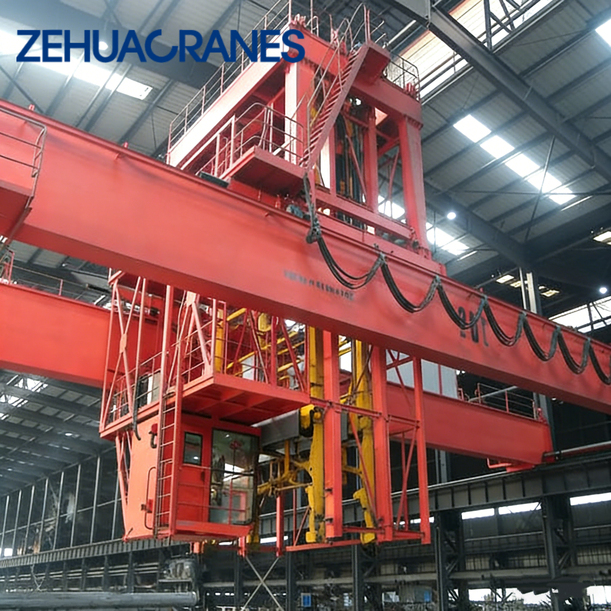 Heavy Duty Carbon Block Double Girder Overhead Crane 5 Ton 25 Ton for Potroom Dust-Proof Design Auto Positioning 10 Ton Crane