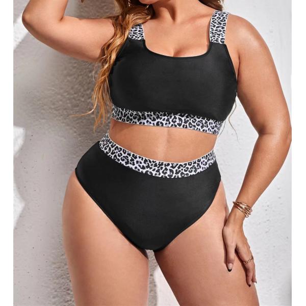 Black Sexy Large Size Ladies Swimwear Gauze Swimsuits 2 Piece Plus Size