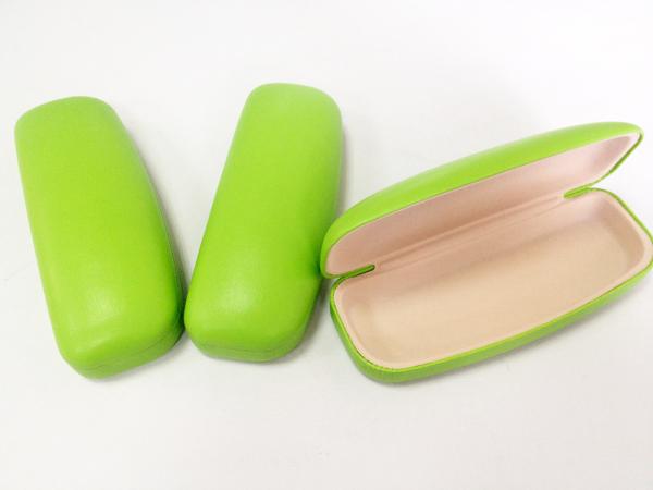 W8201 Metal Hard Eyeglass Case With Leather , Embossed Print / Hot Stamped Logo