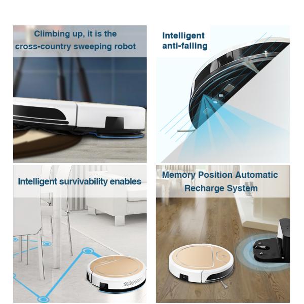 2000PA Automatic Robot Vacuum Cleaner with Mobile APP Control For Thin Carpet and Floor