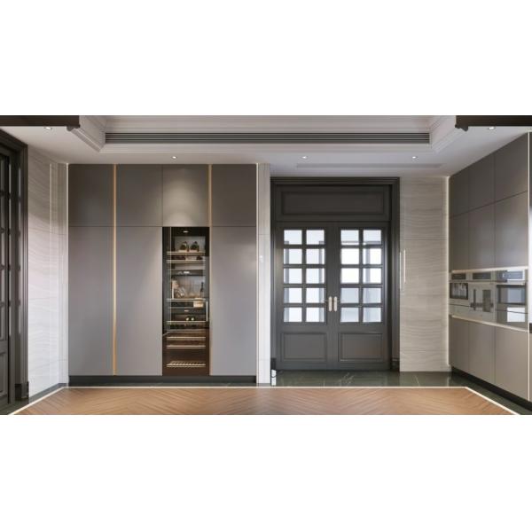 Armarios de cocina de estilo industrial de metal frío con diseño de doble espacio