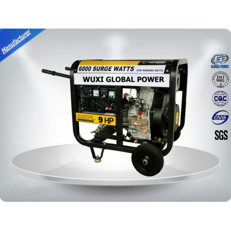 Air Cooled Silent Portable Generator Set 5.5 -6.3 Kva Open Type With Manual  Starter