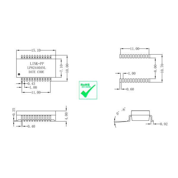 Модулей PSF-2447 LP82440ANL 1 гаван 1000 трансформатора локальных сетей Pin BASE-T SMD 24