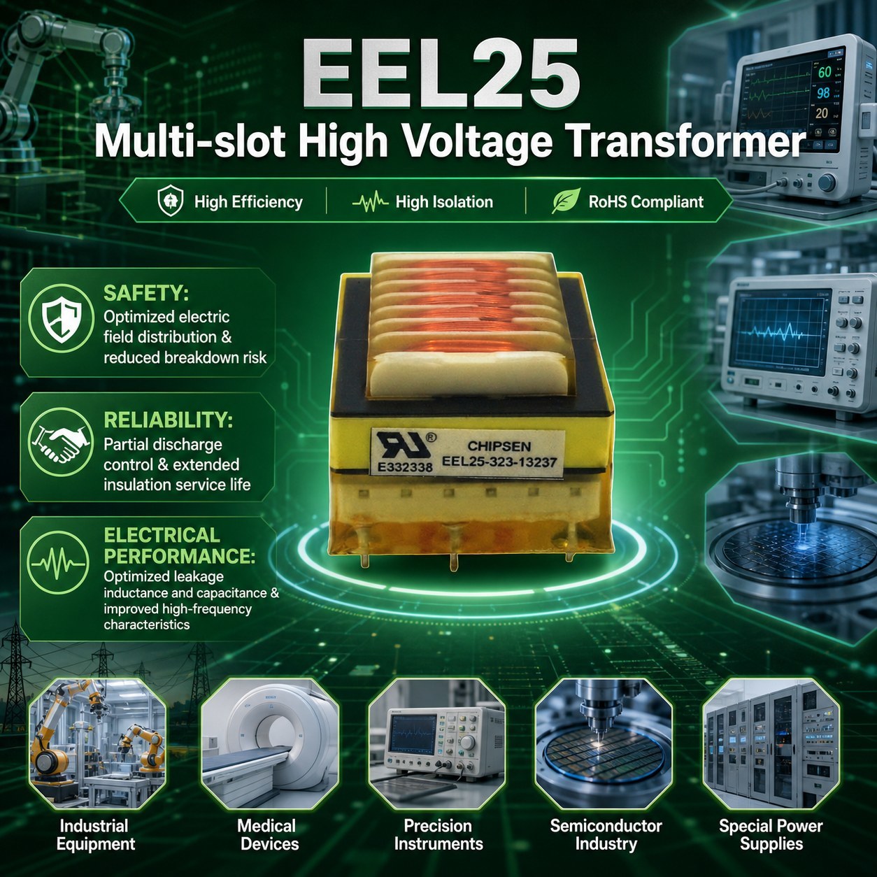 EEL25 Multi Slot 15W 20W Switching Power Transformer For LED Driver Smart Home
