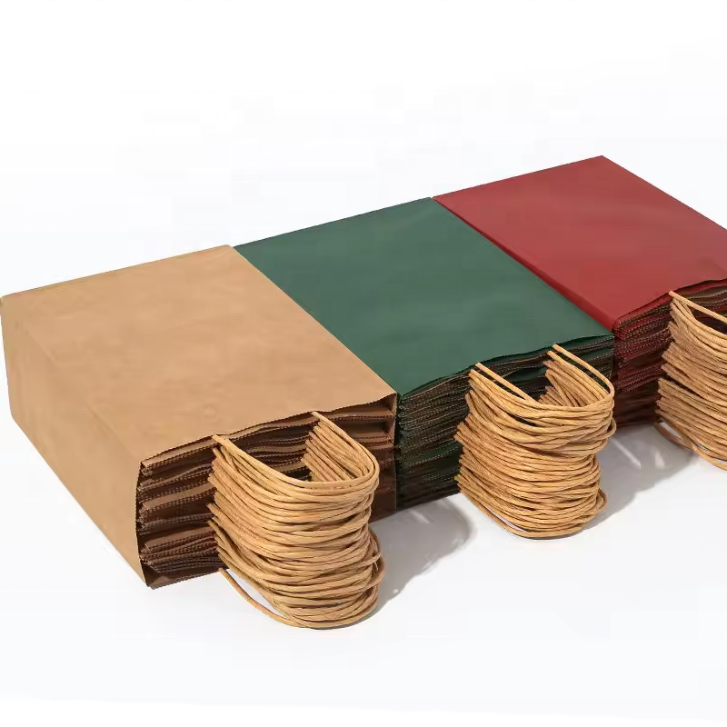 Environment Friendly Paper Bag Fold Shopping Bag Kraft Paper Bags With Handles Food Packaging