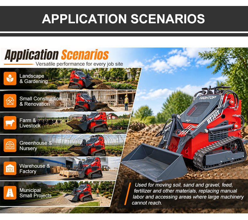 HT380T Mini Skid Steer Loader for Compact Multifunctional Operations