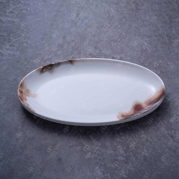 Odorless Ceramic Dinner Plate Oval Fish Serving Plate