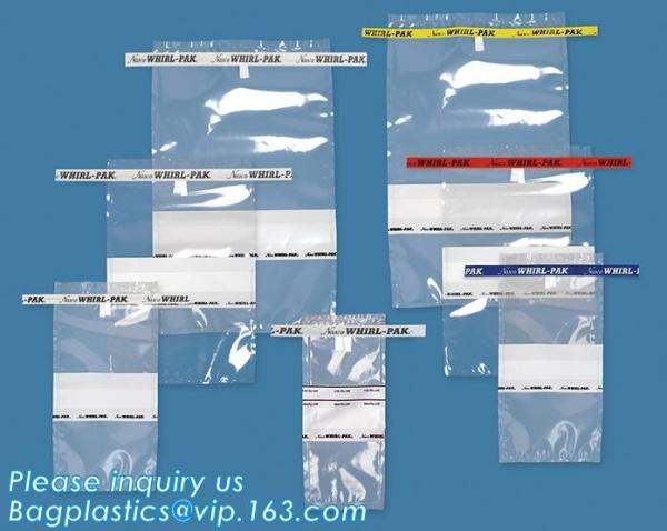Fisherbrand™ Sterile Polyethylene Sampling Bags Capacity: 120mL, Bags with Flat-Wire Closures, Sample Collection and Tra