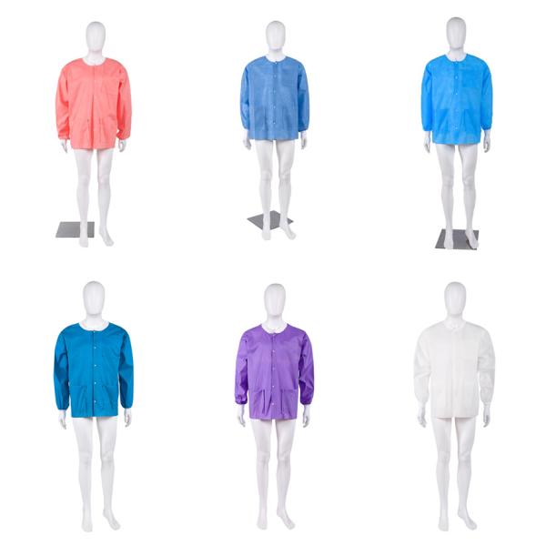 S&J Wholesale dental pink disposable hospital gown non woven women lab jacket Breathe Cool and Strong, No-Wrinkle Lab jacket