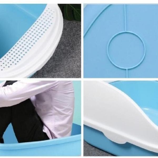 Ouverture d'une boîte à ordures pour chats en plastique propre et facile