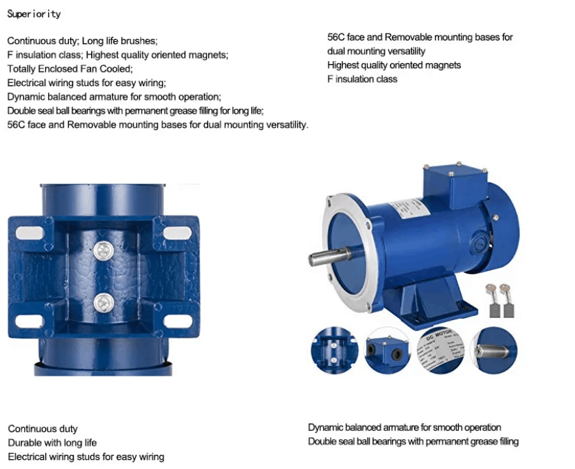 IE2 Эффективность 90 Вт ПМДС Мотор 1/2 HP 1750 РПм Мотор 56C TEFC DC Электромотор