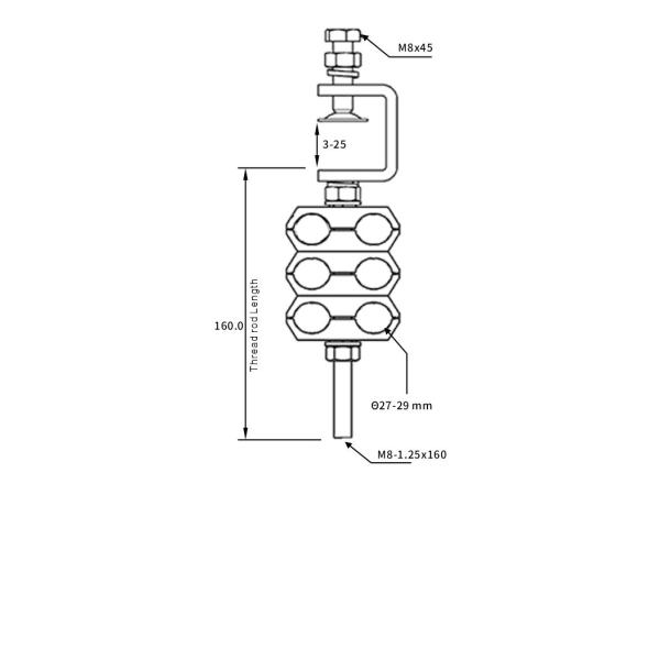6 Way Stainless Steel Epdm Flat Drop Cable Clamp For Outdoor