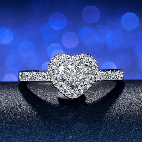 Luxury Princess Heart  Shape Ring Cubic Zircon Wedding Rings for Women New Design Engagement Fashion Ring Jewelry